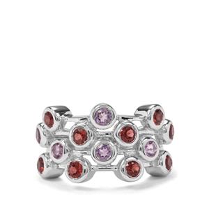  Rajasthan Garnet & Rose De France Amethyst Sterling Silver Ring ATGW 1.92cts