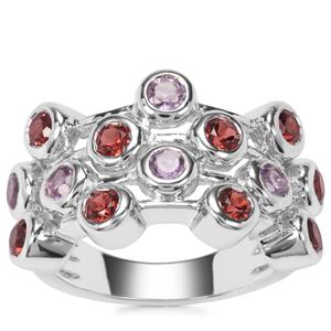 Rajasthan Garnet Ring with Rose De France Amethyst in Sterling Silver 1.92cts