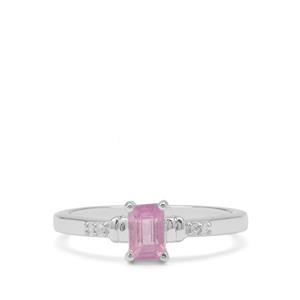 Ilakaka Hot Pink Sapphire & White Zircon Sterling Silver Ring ATGW 0.84ct (F)