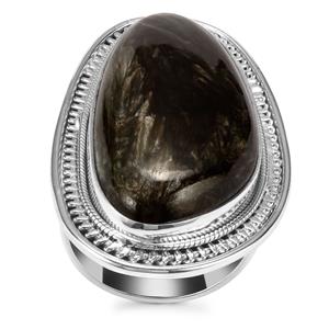 Siberian Seraphinite Ring in Sterling Silver 24cts