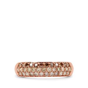 3/4ct Natural Ombre Diamonds 9K Rose Gold Ring