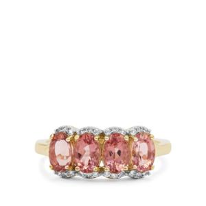 Rosé Apatite & White Zircon 9K Gold Ring ATGW 2.20cts