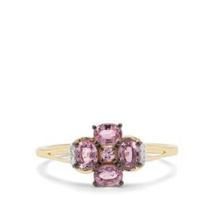 Sakaraha Pink Sapphire & Diamond 9K Gold Ring ATGW 1.01cts