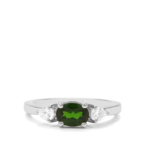 Chrome Diopside & White Zircon Sterling Silver Ring ATGW 1.19cts