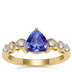 AAA Tanzanite Ring with Diamond in 18K Gold 1.20cts