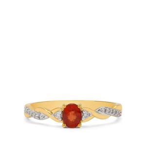 Ceylon Sunset Padparadscha Sapphire & White Zircon 9K Gold Ring ATGW 0.50ct