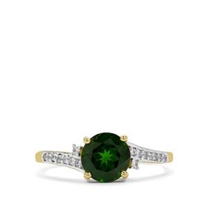 Chrome Diopside & White Zircon 9K Gold Ring ATGW 1.65cts
