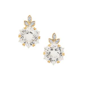 Wobito Snowflake Cut Cullinan Topaz & Canadian Diamond 9K Gold Earrings ATGW 11.75cts