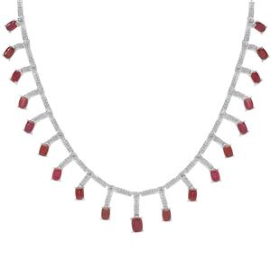Malagasy Ruby & White Zircon Sterling Silver Necklace ATGW 21.50cts (F)