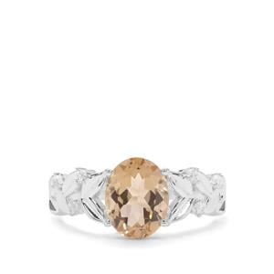 Champagne Quartz & White Zircon Sterling Silver Ring ATGW 1.70cts