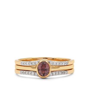 Padparadscha Sapphire & Diamond 18K Gold Tomas Rae Stacker Ring MTGW 0.62ct