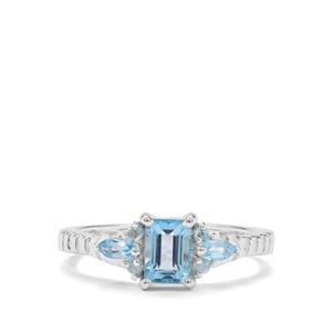 1.06ct Electric & Swiss Blue Topaz Sterling Silver Ring 