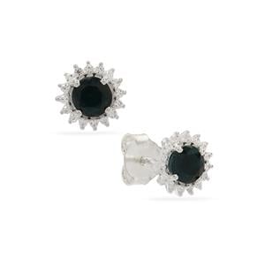 Grandidierite & White Zircon Sterling Silver Earrings ATGW 1.40cts