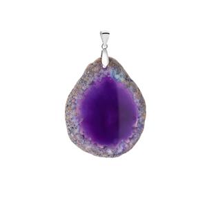 57.18cts Purple Agate Sterling Silver Pendant