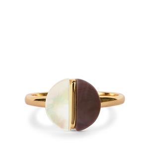 Quahog & South Sea Mother of Pearl Duo Ring in Gold Plated Sterling Silver - 10mm