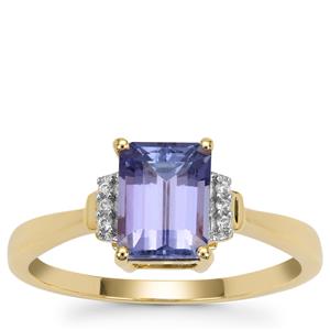 AAA Tanzanite Ring with White Zircon in 9K Gold 1.70cts
