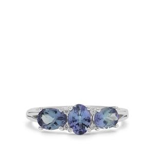 Bi Colour Tanzanite Ring with White Zircon in Sterling Silver 1.95cts