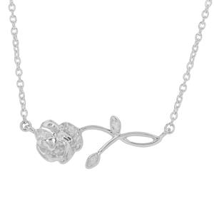 1/20ct Diamonds Sterling Silver Rose Necklace 