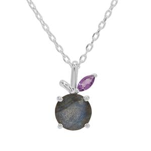 Labradorite & Ametista Amethyst Sterling Silver Pendent Necklace ATGW 1.80cts