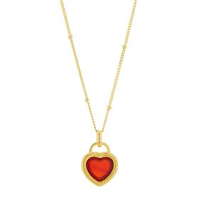 1cts Red Agate Gold Tone Sterling Silver Necklace 