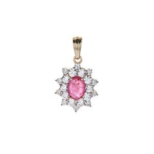Montepuez Ruby Pendant with White Zircon in 9K Gold 2.44cts