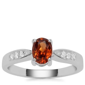 Cognac Zircon Ring with White Zircon in Sterling Silver 1.07cts