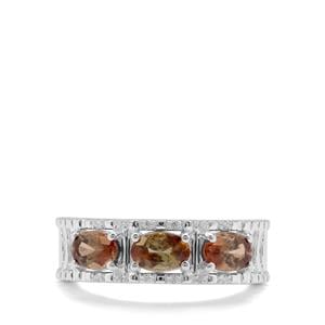 Sopa Andalusite & White Zircon Sterling Silver Ring ATGW 1.36cts