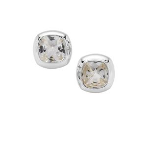 9.60ct Eden Cut Crystal Quartz Britannia Silver Earrings 