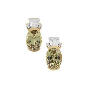 Csarite® & White Zircon 9K Gold Earrings ATGW 3cts