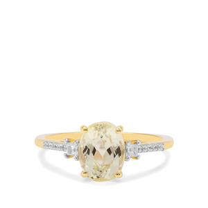 Minas Gerais Canary Kunzite Ring with White Zircon in 9K Gold 2.75cts