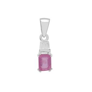 Ilakaka Hot Pink Sapphire Pendant with White Zircon in Sterling Silver 1.55cts