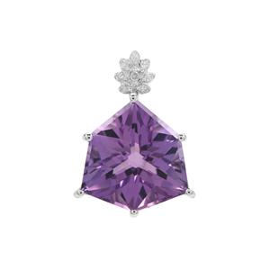 Wobito Alpine Cut Bahia Amethyst Pendant with Diamond in 9K White Gold 4.15cts