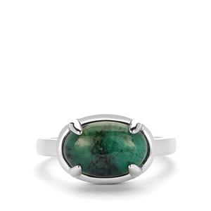 3.85ct Itabira Emerald Sterling Silver Ring