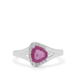 Ilakaka Hot Pink Sapphire & White Zircon Sterling Silver Ring ATGW 1.80cts