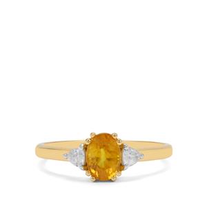 Bang Kacha Yellow Sapphire & White Zircon 9K Gold Ring ATGW 1.30cts