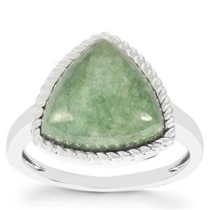 7.97ct Type A Moss-in-Snow Burmese Jadeite Sterling Silver Ring 