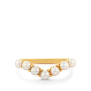 Freshwater Cultured Pearl Gold Tone Sterling Silver Ring (3mm)