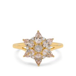 Idar Pink Morganite & White Zircon 9K Gold Ring ATGW 1.30cts