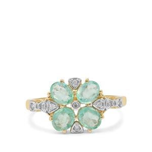 Siberian Emerald & White Zircon 9K Gold Tomas Rae Ring ATGW 1.35cts