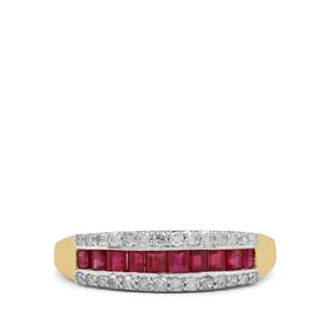 Burmese Ruby & Diamond 9K Gold Tomas Rae Ring ATGW 1.10cts