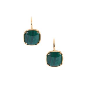 Malachite Earrings in Gold Tone Sterling Silver 18.50cts