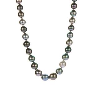 Tahitian Cultured Pearl Necklace Sterling Silver Graduated Necklace