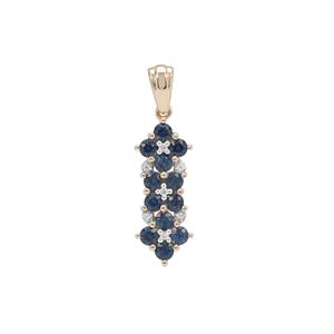 Australian Blue Sapphire Pendant with White Zircon in 9K Gold 1.25cts