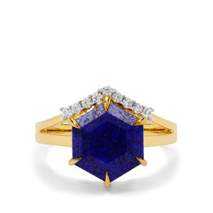 Sar-i-Sang Lapis Lazuli & White Zircon Dual Ring ATGW 4.65cts