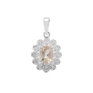 Serenite Pendant with White Zircon in Sterling Silver 1.30cts