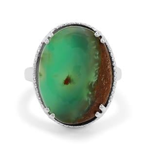 14.10ct Prase Green Opal Sterling Silver Ring
