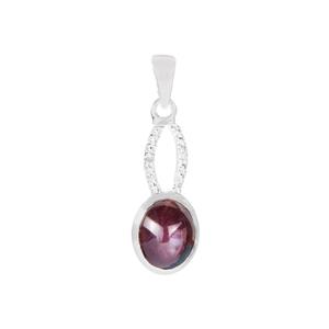 Star Ruby Pendant with Diamond in Sterling Silver 3.39cts
