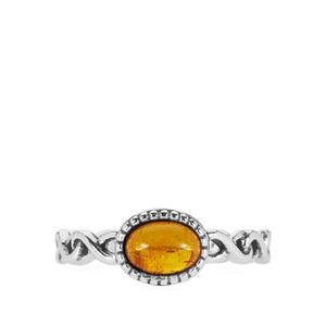 Baltic Cognac Amber Ring in Sterling Silver (7x5mm)