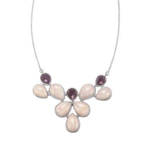 Rose De France Amethyst & Pink Aragonite Sterling Silver Necklace ATGW 77.25cts