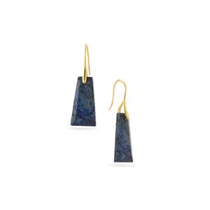 23cts Sar-i-Sang Lapis Lazuli Gold Tone Sterling Silver Earrings 